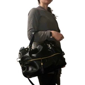 Faux leather convertible strap handbag